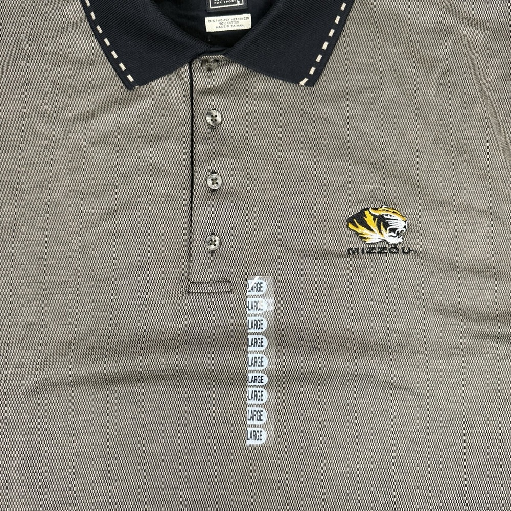 Gear For Sports Mizzou Tigers Polo Shirt Mens Large Gold Tan Mercerized Cotton - Picture 3 of 8
